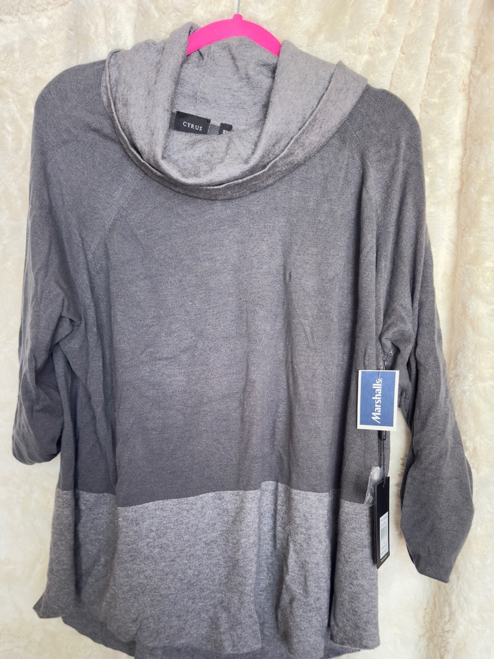 Cyrus Two-Tone Gray Cowl Neck Sweater